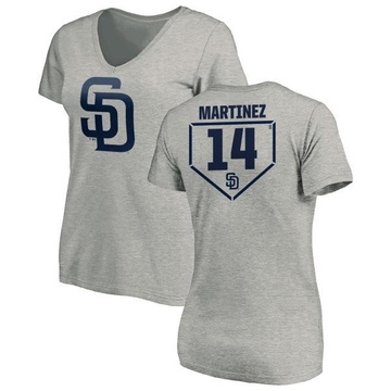 Women's San Diego Padres Carmelo Martinez ＃14 RBI Slim Fit V-Neck T-Shirt Heathered - Gray