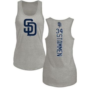 Women's San Diego Padres Craig Stammen ＃34 Backer Tank Top Ash