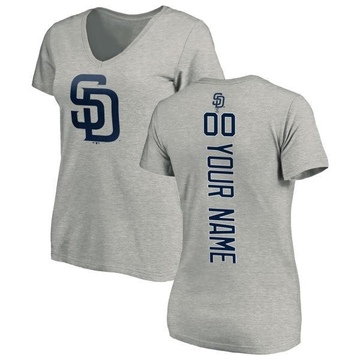 Women's San Diego Padres Custom ＃00 Backer Slim Fit T-Shirt Ash