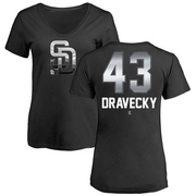 Women's San Diego Padres Dave Dravecky ＃43 Midnight Mascot V-Neck T-Shirt - Black