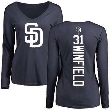 Women's San Diego Padres Dave Winfield ＃31 Backer Slim Fit Long Sleeve T-Shirt - Navy