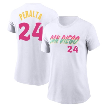 Women's San Diego Padres David Peralta ＃24 2022 City Connect Name & Number T-Shirt - White