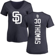 Women's San Diego Padres Derrel Thomas ＃30 Backer Slim Fit T-Shirt - Navy