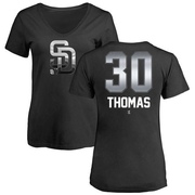 Women's San Diego Padres Derrel Thomas ＃30 Midnight Mascot V-Neck T-Shirt - Black