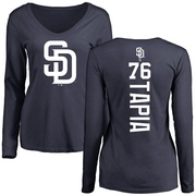 Women's San Diego Padres Domingo Tapia ＃76 Backer Slim Fit Long Sleeve T-Shirt - Navy