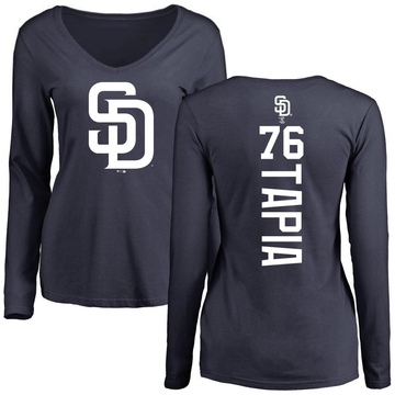 Women's San Diego Padres Domingo Tapia ＃76 Backer Slim Fit Long Sleeve T-Shirt - Navy