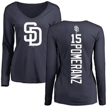 Women's San Diego Padres Drew Pomeranz ＃15 Backer Slim Fit Long Sleeve T-Shirt - Navy