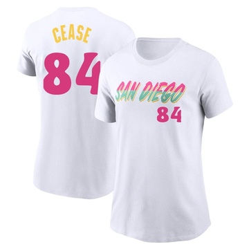 Women's San Diego Padres Dylan Cease ＃84 2022 City Connect Name & Number T-Shirt - White