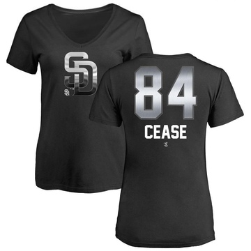 Women's San Diego Padres Dylan Cease ＃84 Midnight Mascot V-Neck T-Shirt - Black