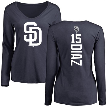 Women's San Diego Padres Elias Diaz ＃15 Backer Slim Fit Long Sleeve T-Shirt - Navy