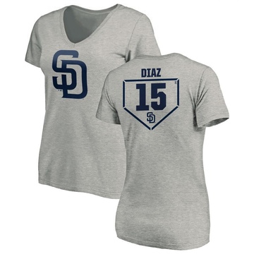 Women's San Diego Padres Elias Diaz ＃15 RBI Slim Fit V-Neck T-Shirt Heathered - Gray