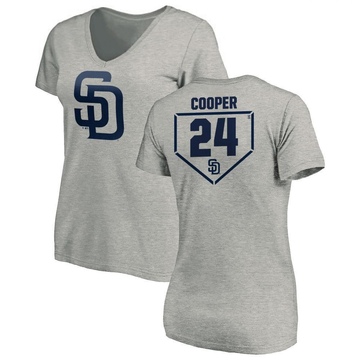 Women's San Diego Padres Garrett Cooper ＃24 RBI Slim Fit V-Neck T-Shirt Heathered - Gray