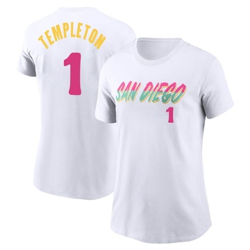 Women's San Diego Padres Garry Templeton ＃1 2022 City Connect Name & Number T-Shirt - White