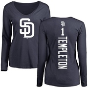 Women's San Diego Padres Garry Templeton ＃1 Backer Slim Fit Long Sleeve T-Shirt - Navy