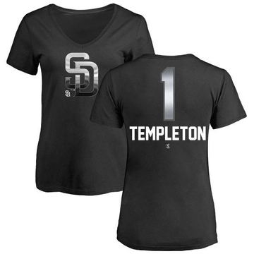 Women's San Diego Padres Garry Templeton ＃1 Midnight Mascot V-Neck T-Shirt - Black