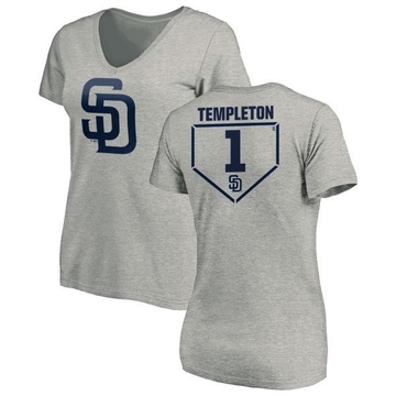 Women's San Diego Padres Garry Templeton ＃1 RBI Slim Fit V-Neck T-Shirt Heathered - Gray