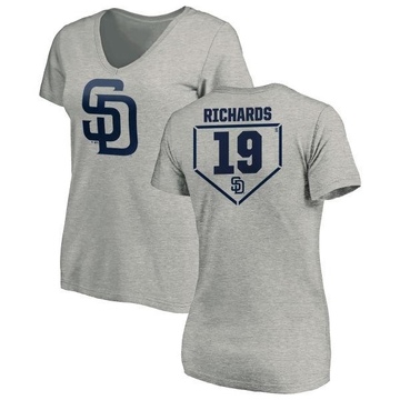 Women's San Diego Padres Gene Richards ＃19 RBI Slim Fit V-Neck T-Shirt Heathered - Gray