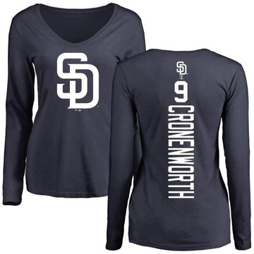 Women's San Diego Padres Jake Cronenworth ＃9 Backer Slim Fit Long Sleeve T-Shirt - Navy