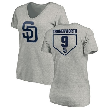 Women's San Diego Padres Jake Cronenworth ＃9 RBI Slim Fit V-Neck T-Shirt Heathered - Gray