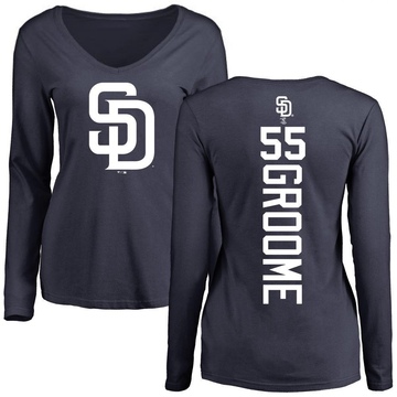 Women's San Diego Padres Jay Groome ＃55 Backer Slim Fit Long Sleeve T-Shirt - Navy