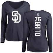 Women's San Diego Padres Jhony Brito ＃76 Backer Slim Fit Long Sleeve T-Shirt - Navy