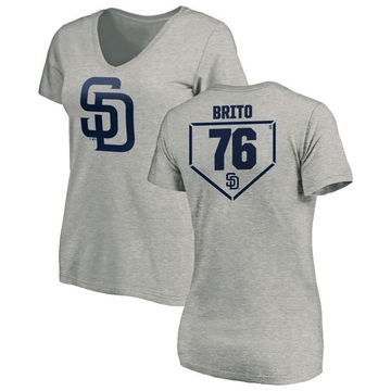 Women's San Diego Padres Jhony Brito ＃76 RBI Slim Fit V-Neck T-Shirt Heathered - Gray