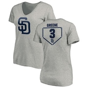 Women's San Diego Padres Khalil Greene ＃3 RBI Slim Fit V-Neck T-Shirt Heathered - Gray