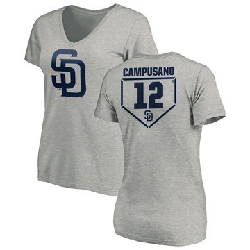 Women's San Diego Padres Luis Campusano ＃12 RBI Slim Fit V-Neck T-Shirt Heathered - Gray