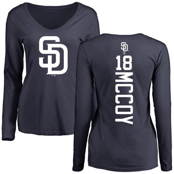 Women's San Diego Padres Mason McCoy ＃18 Backer Slim Fit Long Sleeve T-Shirt - Navy