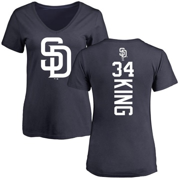 Women's San Diego Padres Michael King ＃34 Backer Slim Fit T-Shirt - Navy