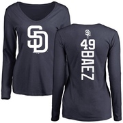 Women's San Diego Padres Michel Baez ＃49 Backer Slim Fit Long Sleeve T-Shirt - Navy