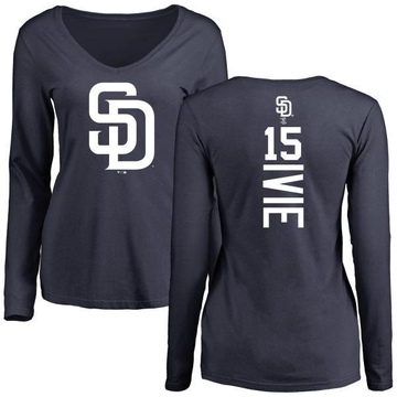 Women's San Diego Padres Mike Ivie ＃15 Backer Slim Fit Long Sleeve T-Shirt - Navy