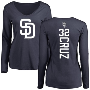 Women's San Diego Padres Nelson Cruz ＃32 Backer Slim Fit Long Sleeve T-Shirt - Navy