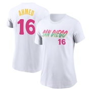 Women's San Diego Padres Nick Ahmed ＃16 2022 City Connect Name & Number T-Shirt - White