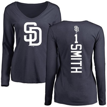 Women's San Diego Padres Ozzie Smith ＃1 Backer Slim Fit Long Sleeve T-Shirt - Navy