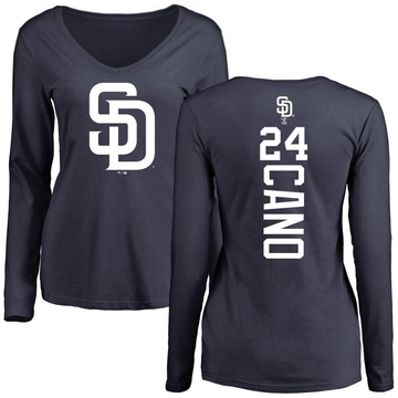 Women's San Diego Padres Robinson Cano ＃24 Backer Slim Fit Long Sleeve T-Shirt - Navy