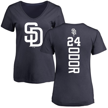 Women's San Diego Padres Rougned Odor ＃24 Backer Slim Fit T-Shirt - Navy