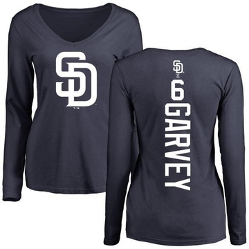 Women's San Diego Padres Steve Garvey ＃6 Backer Slim Fit Long Sleeve T-Shirt - Navy