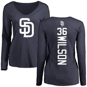 Women's San Diego Padres Steven Wilson ＃36 Backer Slim Fit Long Sleeve T-Shirt - Navy