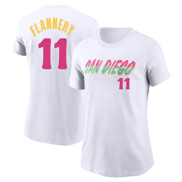 Women's San Diego Padres Tim Flannery ＃11 2022 City Connect Name & Number T-Shirt - White