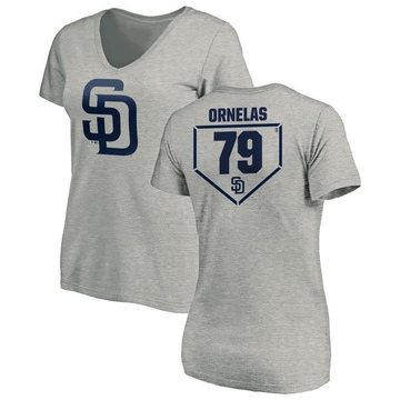 Women's San Diego Padres Tirso Ornelas ＃79 RBI Slim Fit V-Neck T-Shirt Heathered - Gray