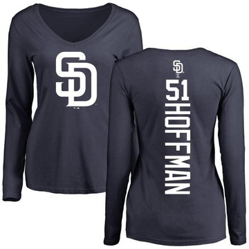 Women's San Diego Padres Trevor Hoffman ＃51 Backer Slim Fit Long Sleeve T-Shirt - Navy