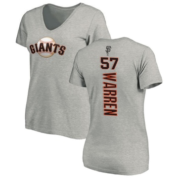 Women's San Francisco Giants Austin Warren ＃57 Backer Slim Fit T-Shirt Ash