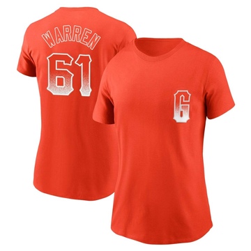 Women's San Francisco Giants Austin Warren ＃61 City Connect Name & Number T-Shirt - Orange