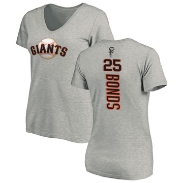 Women's San Francisco Giants Barry Bonds ＃25 Backer Slim Fit T-Shirt Ash