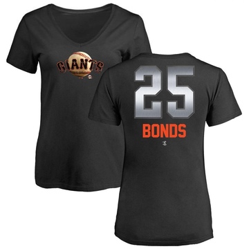 Women's San Francisco Giants Barry Bonds ＃25 Midnight Mascot V-Neck T-Shirt - Black