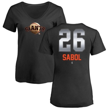 Women's San Francisco Giants Blake Sabol ＃26 Midnight Mascot V-Neck T-Shirt - Black