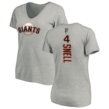 Women's San Francisco Giants Blake Snell ＃4 Backer Slim Fit T-Shirt Ash