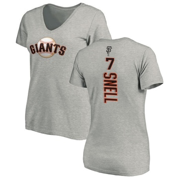 Women's San Francisco Giants Blake Snell ＃7 Backer Slim Fit T-Shirt Ash