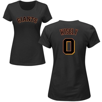Women's San Francisco Giants Brett Wisely ＃0 Roster Name & Number T-Shirt - Black